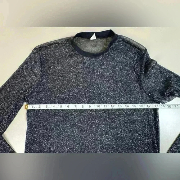 WhimsiGoth Mesh Longsleeve Sheer Shirt Women’s Medium Fairy Shimmer Black Y2K - Picture 2 of 11